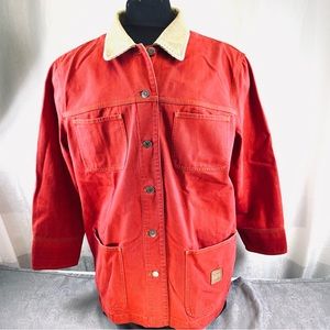 Lauren Jean Co Ralph Lauren Denim Barn Coat Jacket Corduroy Trim 53” Chest